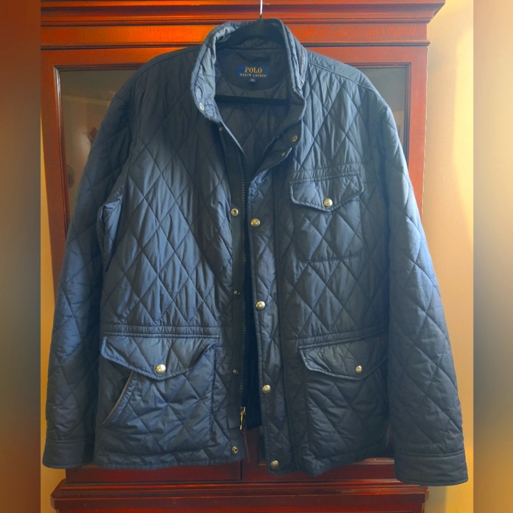 POLO Ralph Lauren Quilted Blue Label Navy Blue Jacket Coat Size XXL